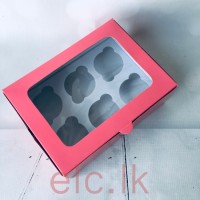 Cupcake Box with insert - 6 holes HOT PINK
