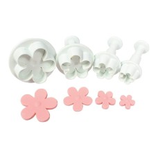 COOKIE CUTTER PLASTIC - Blossom Plunger Cutter set of 4