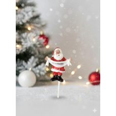 Plastic Topper - Full Santa With Merry Xmas Tag 4cm