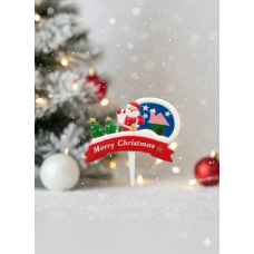 Plastic Topper - Full Santa With House 3cm