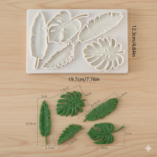 Silicone Mold - 3D Tropical Leaves Set of 5