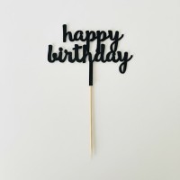 Topper Mirror Picks - Happy Birthday Black 10cm