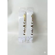 Candle - Cake & Candle Tall Candles Metallic White 12cm