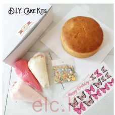 DIY Cake kit - PINK Butterfly Cake ROUND Code ELCDIYR003