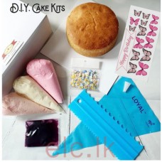 DIY Cake kit - PINK Butterfly Cake ROUND with blueberry compote code ELCDIYR001